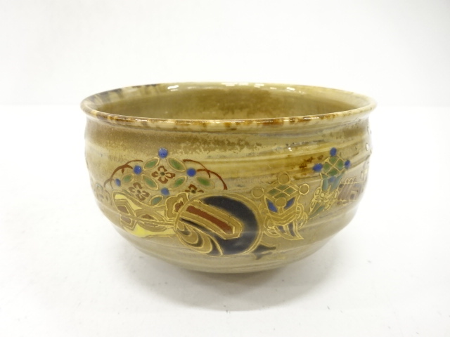 JAPANESE TEA CEREMONY / TEA BOWL CHAWAN / KINSAI IROE / TREASURES / ARTISAN WORK